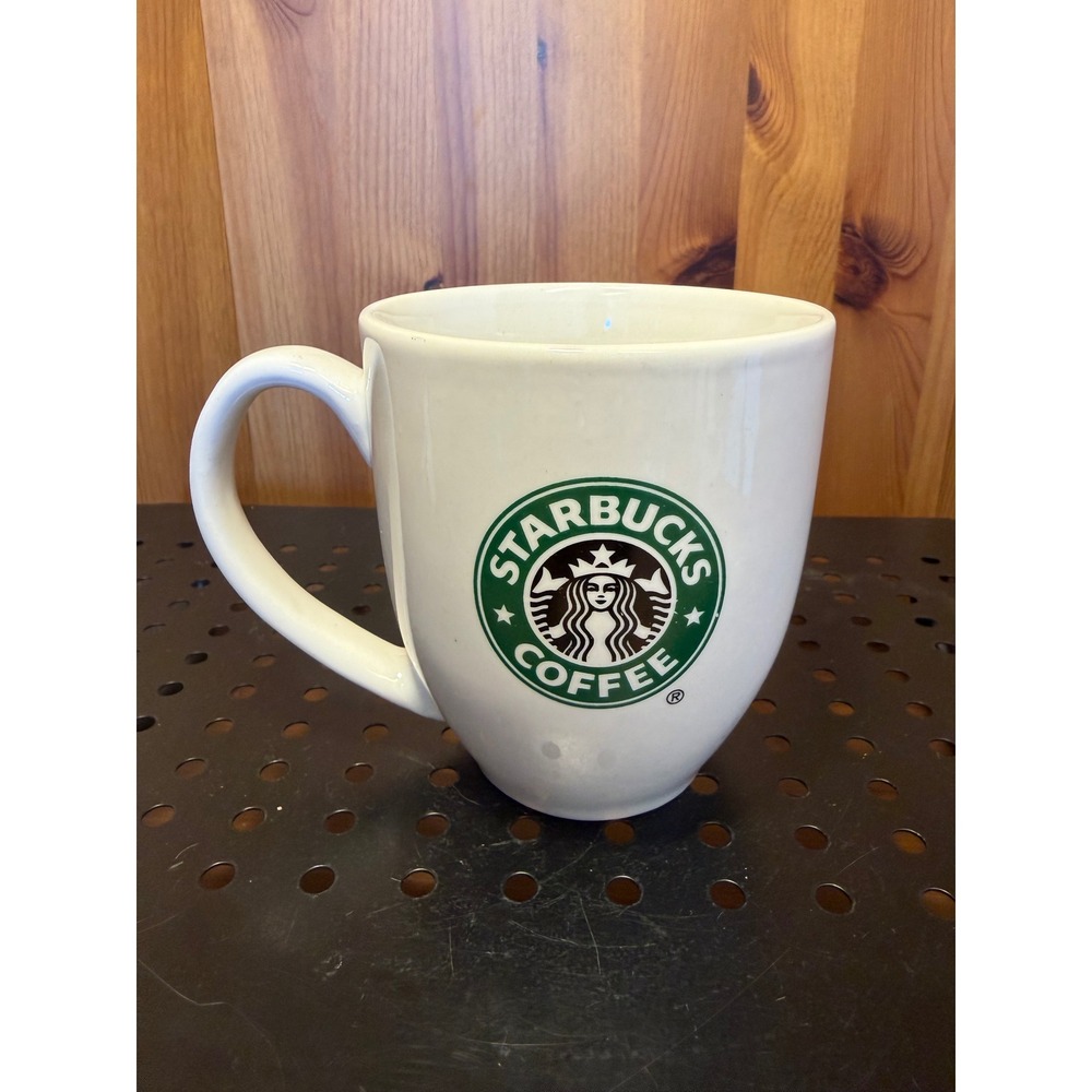 Starbucks Coffee 2007 Classic Green Siren Logo White Ceramic Mug 14oz